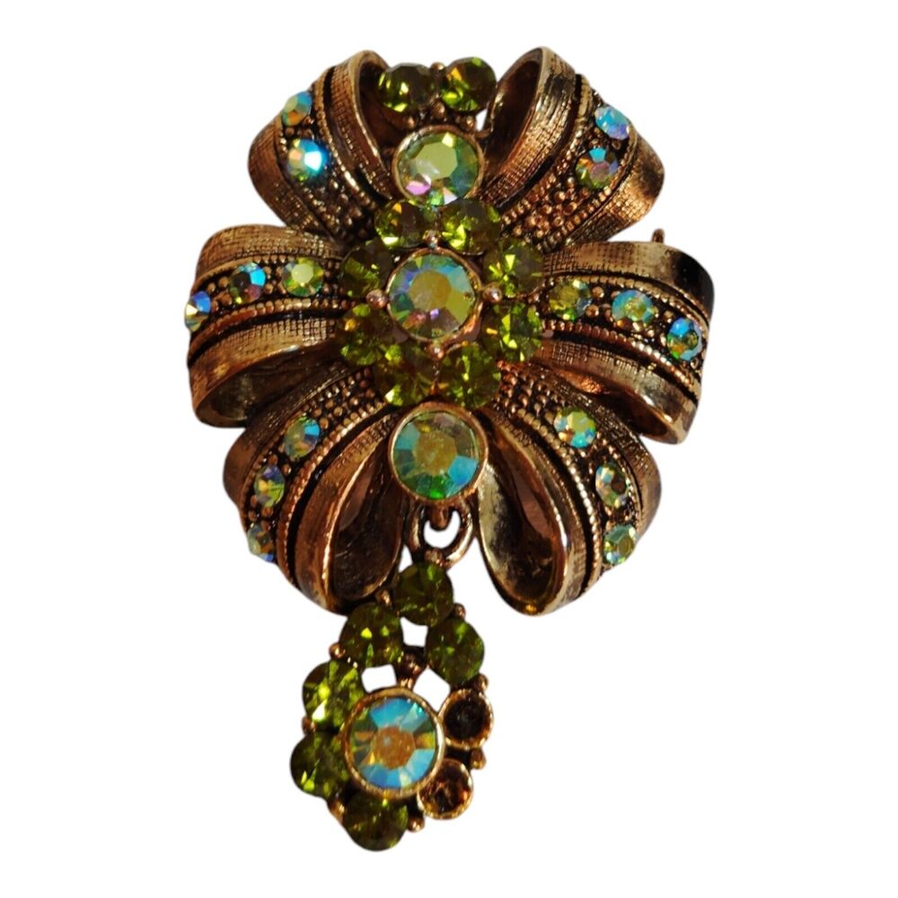 Joan River Style Green Stone Brooch